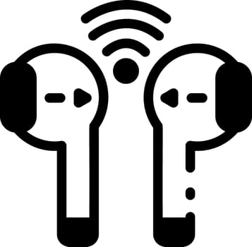 A filled style icon of wireless earbuds vector