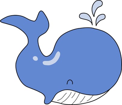 Cute Cartoon Blue Whale Splashing Water vector