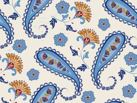 Paisley Flower Pattern Seamless Folk Floral Pattern Ornamental Flowers Intricate Paisley Ethnic Design. vector