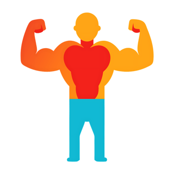 A muscular man showing off his strong biceps through flexing png