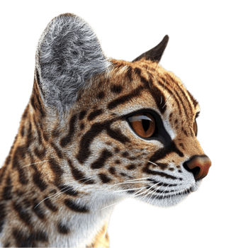 Wild Ocelot Kitten Curiosity Transparent Background png