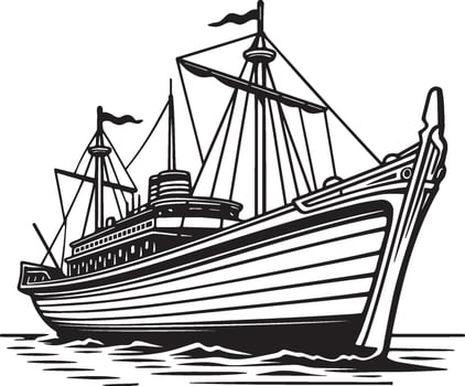 Ancient Warship Sketch Illustration. vector