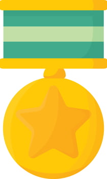 Gold Medal with Green Ribbon vector
