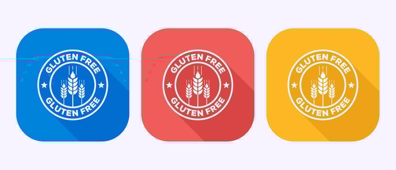Gluten free icon design, Non gluten food sign symbol in shadow button design vector