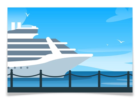 Summer Sea Vacation Travel Poster with Cruise Ship vector