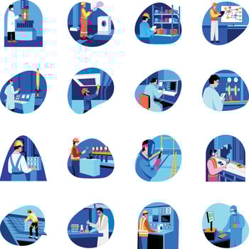 Collection of Professional Engineers Flat Illustrations vector
