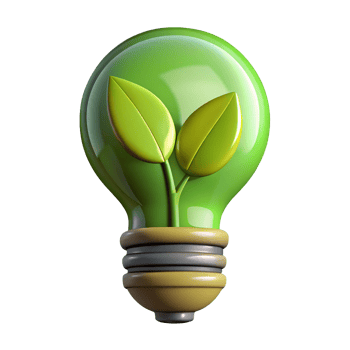 3D Light Bulb Icon with Leaf Design png