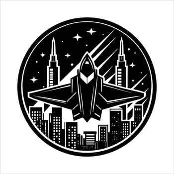 night mission stealth jet flying vector