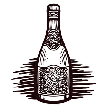 Vintage wine bottle with grape details and elegant design vector