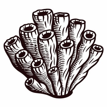 Detailed of a coral reef structure with tube like formations vector