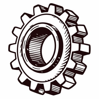 Detailed black and white of mechanical gear vector