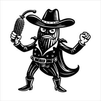 zucchini cowboy wearing a hat vector