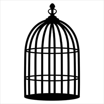 Birdcage silhouette on white background vector