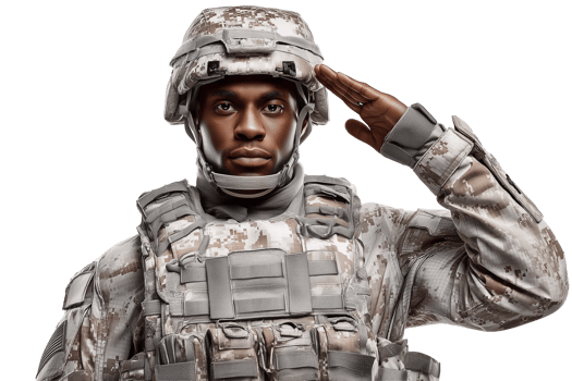 Dedicated Soldier in Camouflage Honors with Respect png