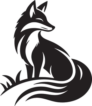 A black tribal illustration of a wild fox head symbol vector
