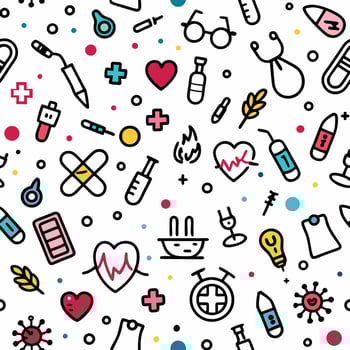 Cute medical doodle seamless pattern vector
