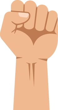Raised fist symbol of strength power and unity in simple flat illustration design vector