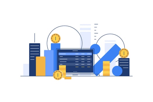 Financial analysis,statistics, business strategy and planning, accounting vector