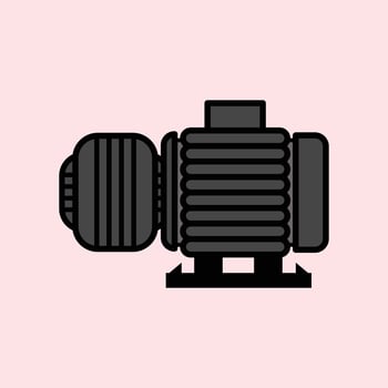 Illustration of a black water pump with turbo power. Design elements of a water pump machine illustration for various needs. Illustration of an electric motor in flat style vector