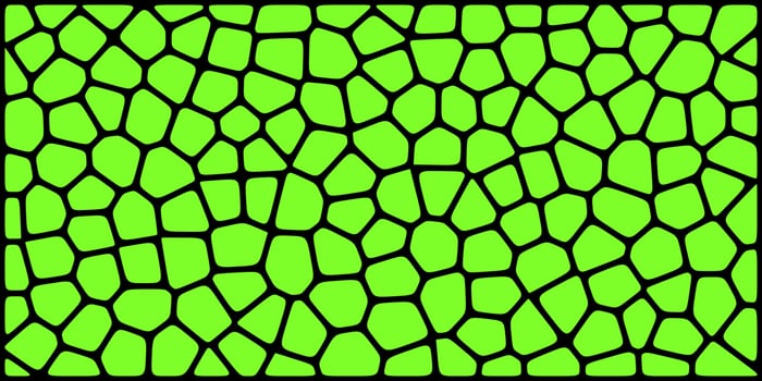 Abstract green background with irregular black polygonal cells forming a mosaic-like organic pattern. vector