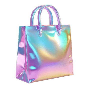 Iridescent Shopping Bag Rendered in 3D png