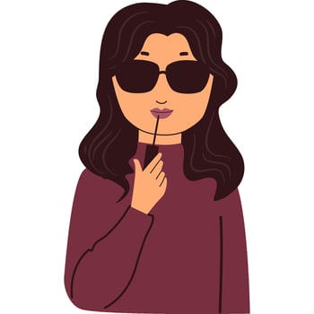 A woman putting lipstick on her lip vector
