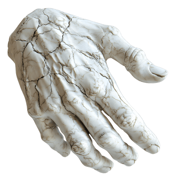 Realistic Cracked Marble Hand in 3D png