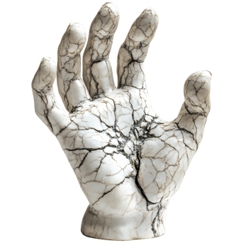 Detailed Hand Sculpture in Marble with Cracks png