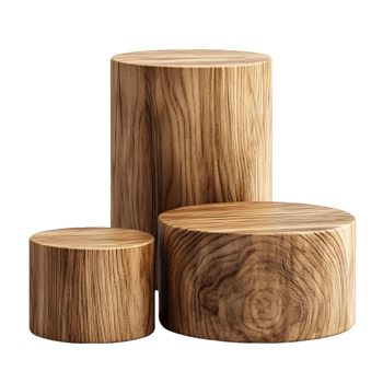 Set of Three Round Wood Platforms at Varying Levels png