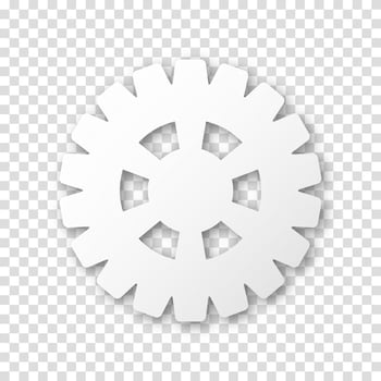 Flat gear icon. Realistic cogwheel symbol, machine sprocket, technical gear element, mechanical part for industry, settings sign. vector