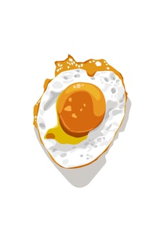 Illustration of fried egg issolated on white. Breakfast Food illustration vector