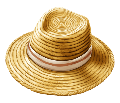 Illustration of a summer straw hat isolated on transparent background png