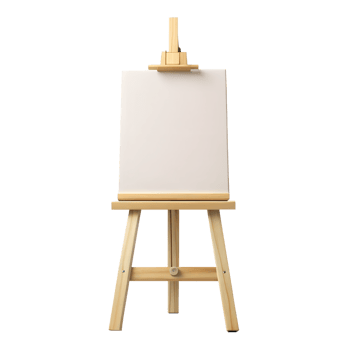 wooden easel with blank canvas png