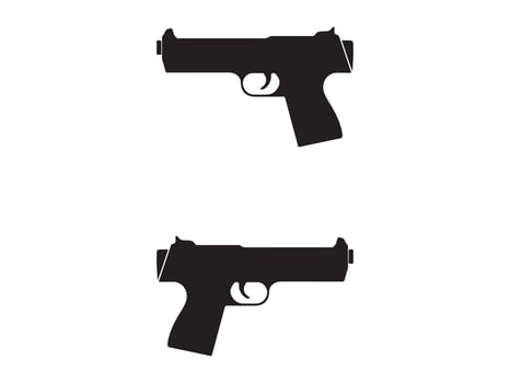 Silhouette of two handguns against a white background. vector