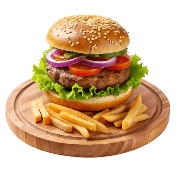 hamburger with fries png