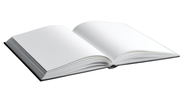 Open Blank Book for Literature, Study and Reading Concepts isolated on transparent background png