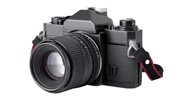 Professional DSLR Camera Front View for Photography and Tech isolated on transparent background png