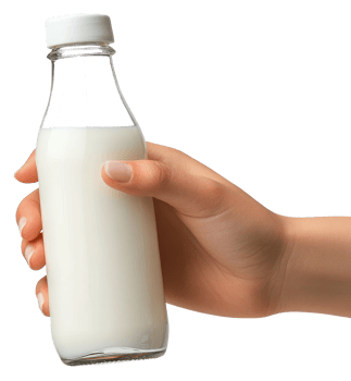 Hand Holding Glass Bottle of Fresh Milk Dairy Product Beverage Concept png