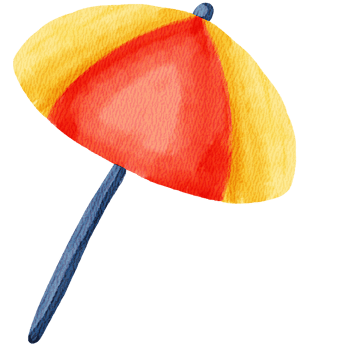 Colorful Beach Umbrella Illustration in Watercolor Style png