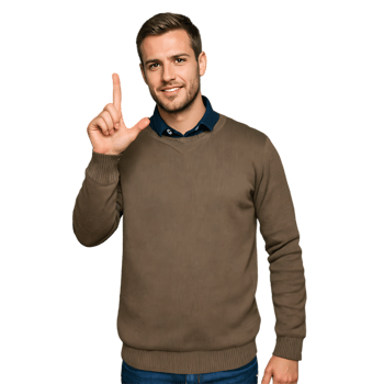 A man in a brown sweater is making the ok sign png