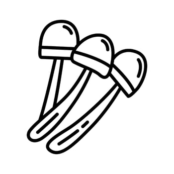 Thin Line Icons of Enoki Mushrooms for Asian Cuisine, Hot Pot, and Vegan Food Themes vector