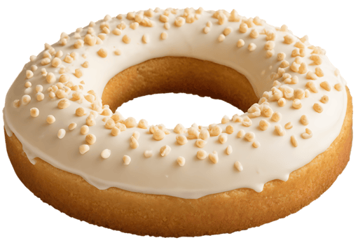 A donut with white icing and sprinkles on it png