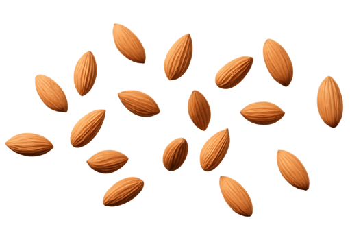 Almonds on a transparent background looking fly png