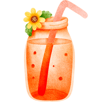 watercolor illustration of a glass jar with a straw and a flower png