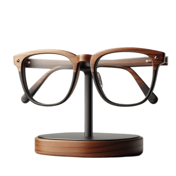 Modern Brown Glasses on Wooden Holder png