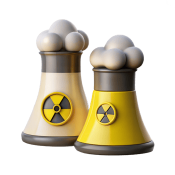 Cartoon Style Nuclear Power Plant Towers Radiating Peaceful Energy Illustration png