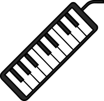 Black Melodica Musical Instrument Wind Keyboard Isolated On White Background Illustration vector