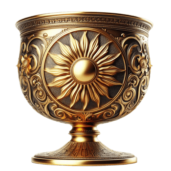 Ornate Gold Chalice with Floral Design png