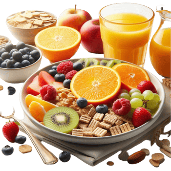 Fresh Fruit and Cereal Breakfast png