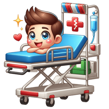 Cartoon Doctor with Stretcher png